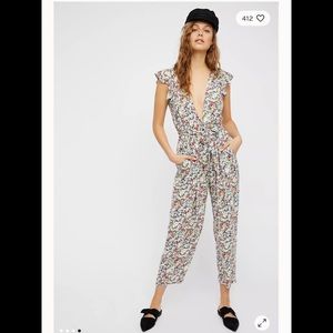 Free People Ruffle Jumper One-Piece floral prin
 S
